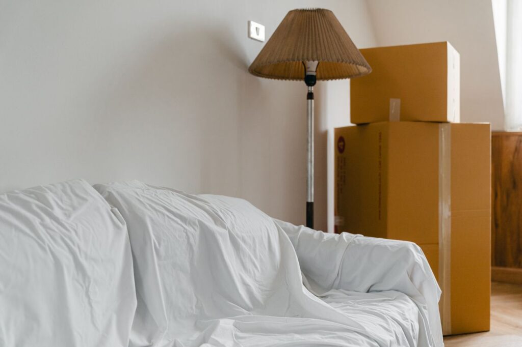 Furniture moving blankets used to protect items during a move
