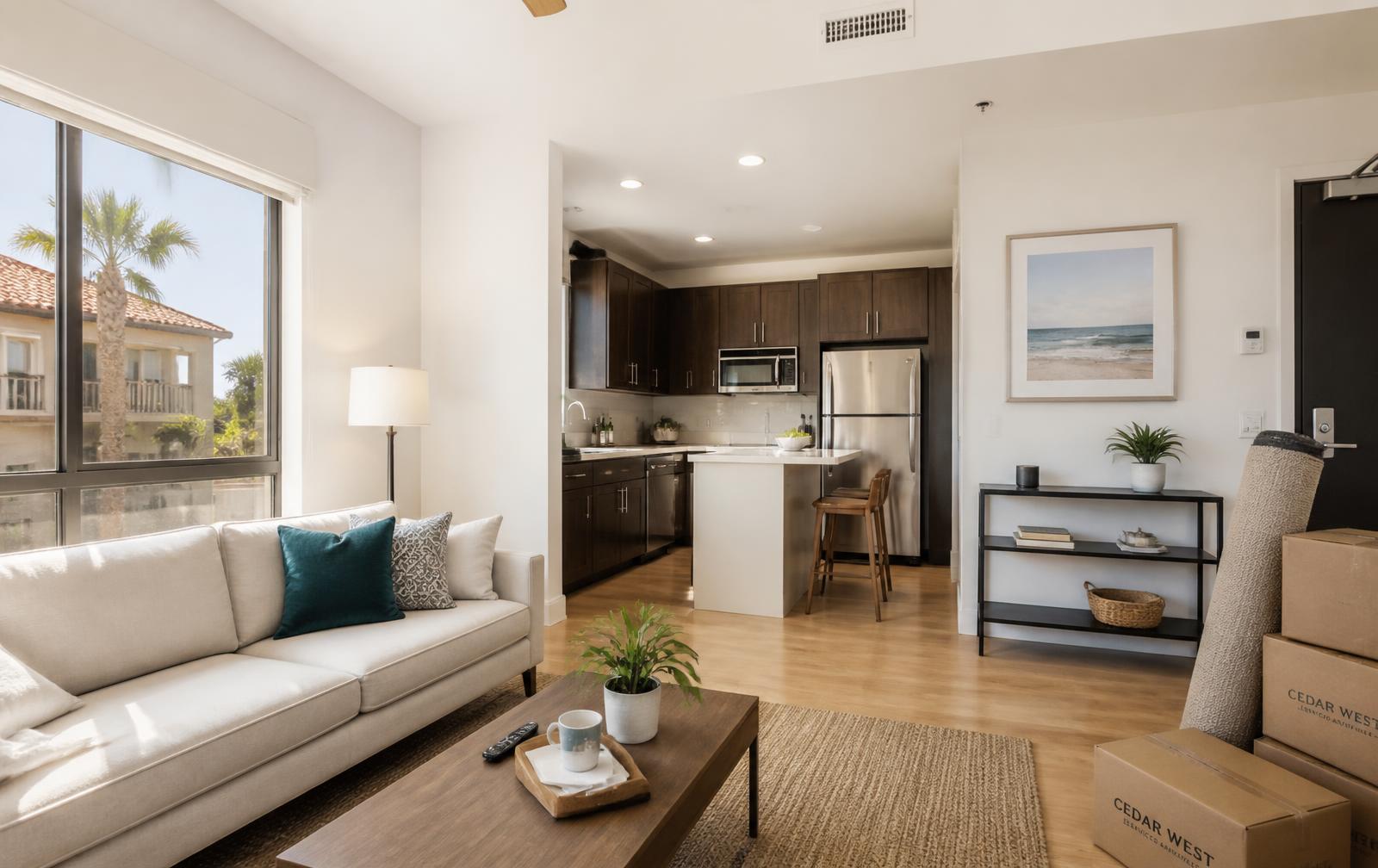 Furnished and serviced apartment living room available for rent in Orange County